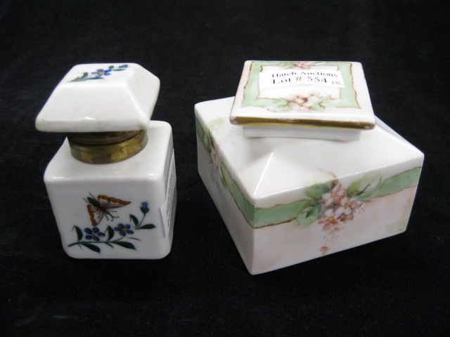 2 Porcelain Inkwells Limoges  14a0cb