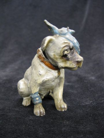 Austria Cold Painted Metal Dog Nodderfigurine