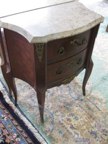 French Marble Top Nightstand bronze