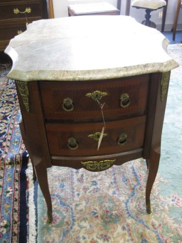 French Marble Top Nightstand bronze 14a0e6