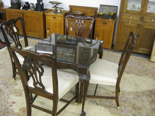 Mahogany Card Table with four chairs