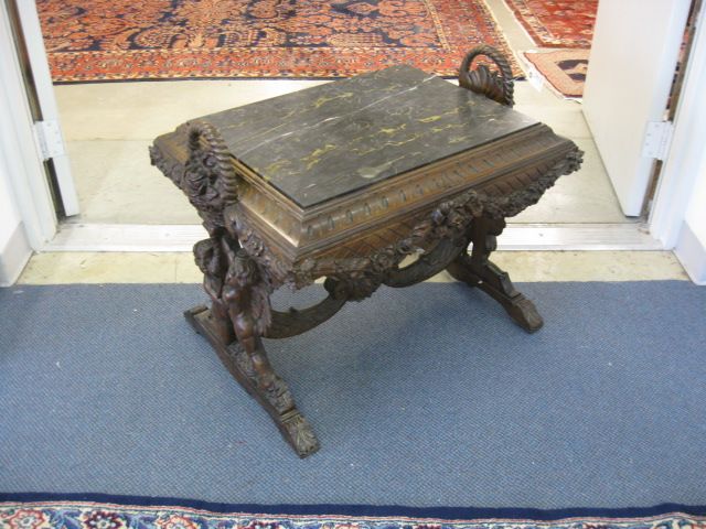 Carved Walnut Italian Marble Top 14a106