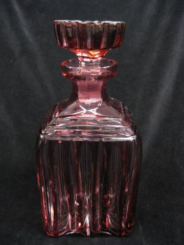 Cranberry Cut-to-Clear Decanter ribbed