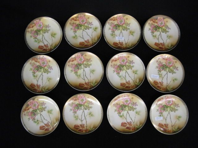 Set of 12 Porcelain Dessert Plates roses