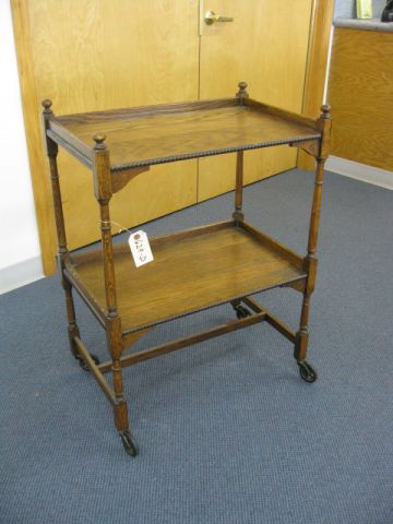 Victorian Oak Tea Cart gallery top.