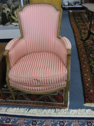 French Victorian Arm Chair silk 14a150