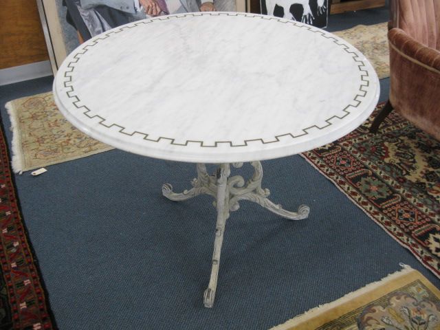 Marble Top Patio Table cast aluminium 14a151