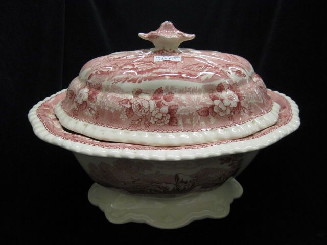 Adams Red Transferware Ironstone SoupTureen