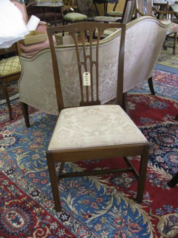 Mahogany Side Chair silk brocade seat.