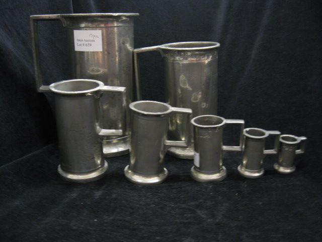 7 pc. French Pewter Measuring Set