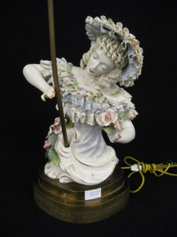Corday Figural Porcelain Lamp lady