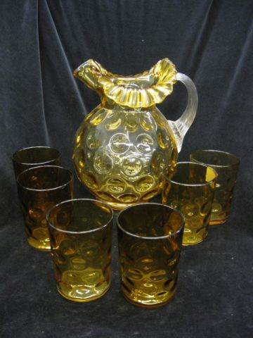 Amber Art Glass Water Set 9'' pitcher