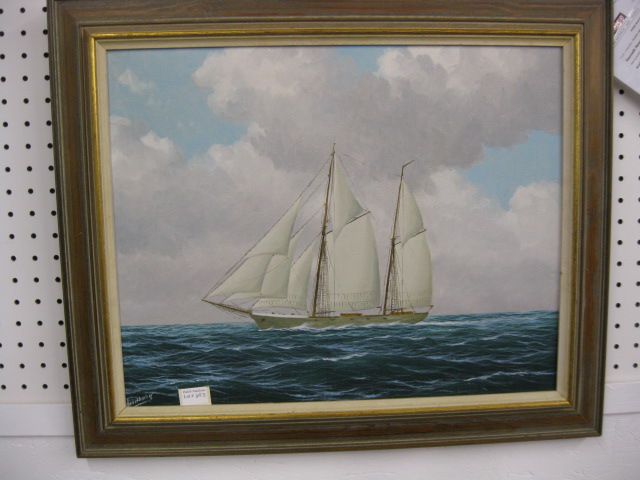 Nordberg Oil of Sailing Ship on canvas