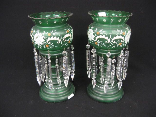 Pair of Victorian Art Glass Mantle 14a191