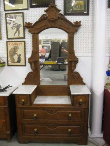 Victorian Marble Top Dresser with mirror
