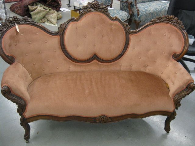 Victorian Sofa carved grape clusters 14a19b