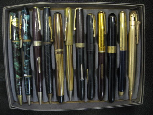 Tray of 12 Old Fountain Pens and 14a1ab