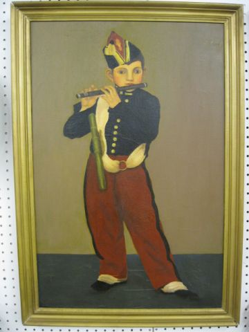 Oil on Canvas of Boy with Flute