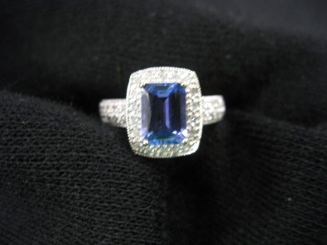 Tanzanite & Diamond Ring rich rectangular