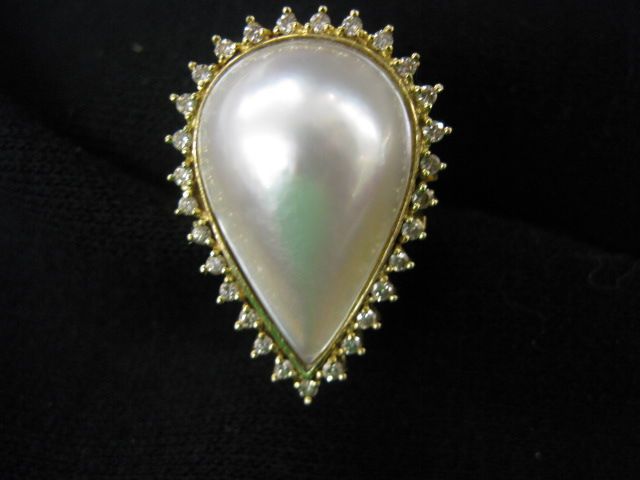 Mabe Pearl Diamond Ring pear 14a236