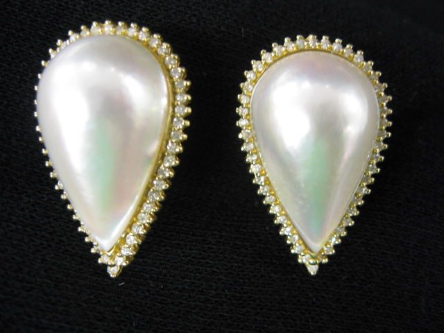 Mabe Pearl Diamond Earrings each 14a237