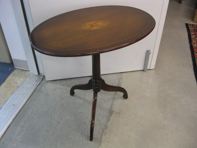 Tilt-Top Table oval top with eagle inlays
