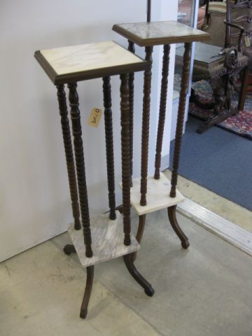 Pair of Marble Top Plant Stands