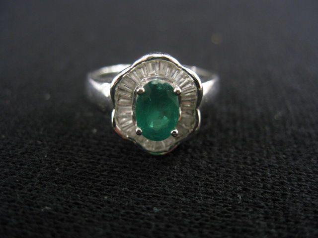 Emerald & Diamond Ring oval gem weighing