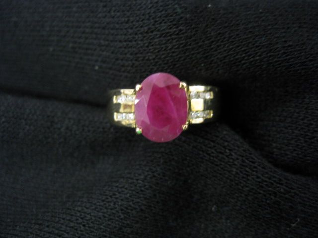 Ruby & Diamond Ring rich oval gem weighing