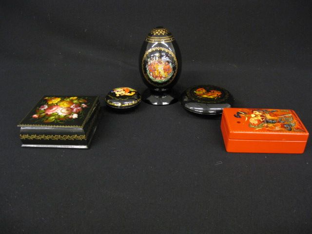 5 Russian Items fine lacquerware 14a2a4