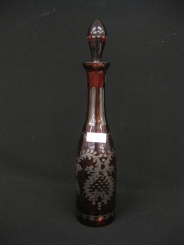 Bohemian Ruby Cut to Clear Decanter 14a2a1