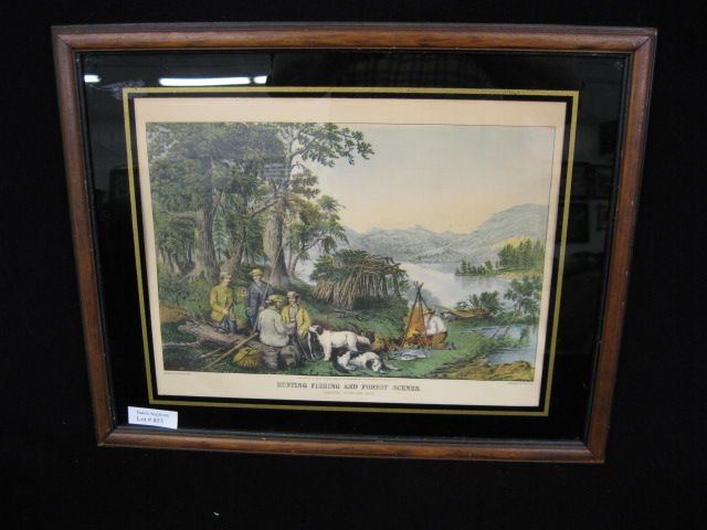 Currier Ives Print Hunting Fishingand 14a2bb