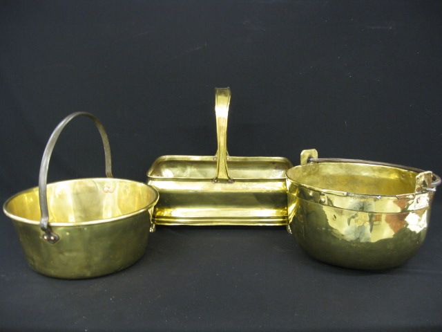 3 pcs. 19th Century Brassware;basket