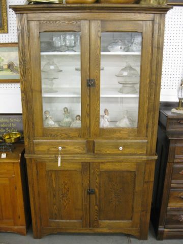 Victorian Oak Cupboard double glass