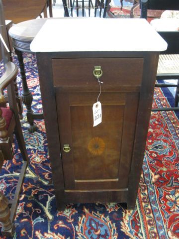 Mahogany Marble Top Bedside Cabinet