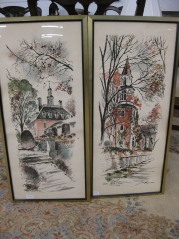 Pair of Williamsburg Prints 33 x 14.