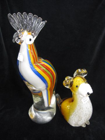 2 Art Glass Figurines dog a bird 14a312