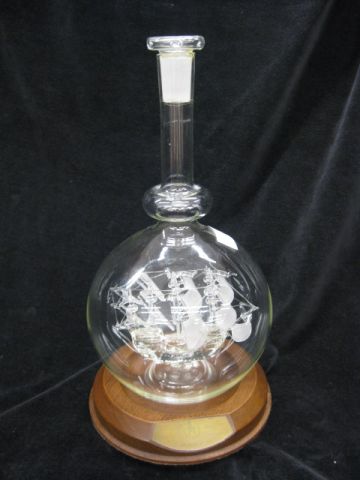 Blown Crystal Ship in a Decanter''The