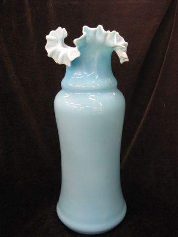Victorian Art Glass Vase blue opalene 14a329