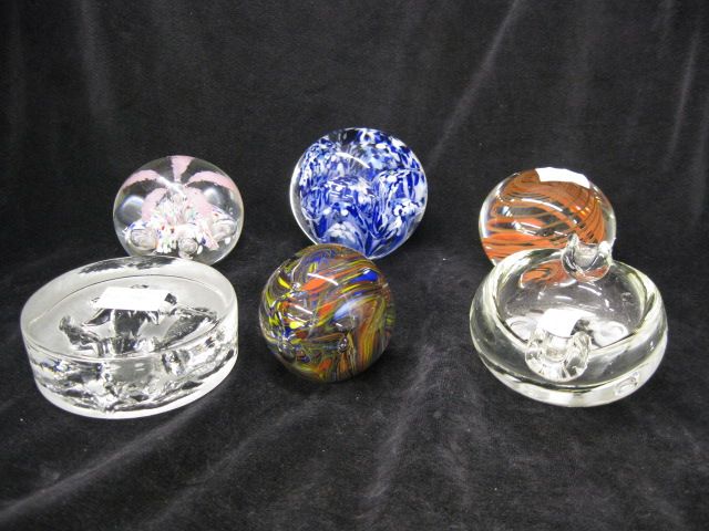 6 Art Glass Paperweights;St. Clair
