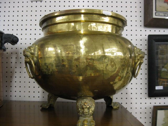 Russian Brass Jardiniere footed 14a34e