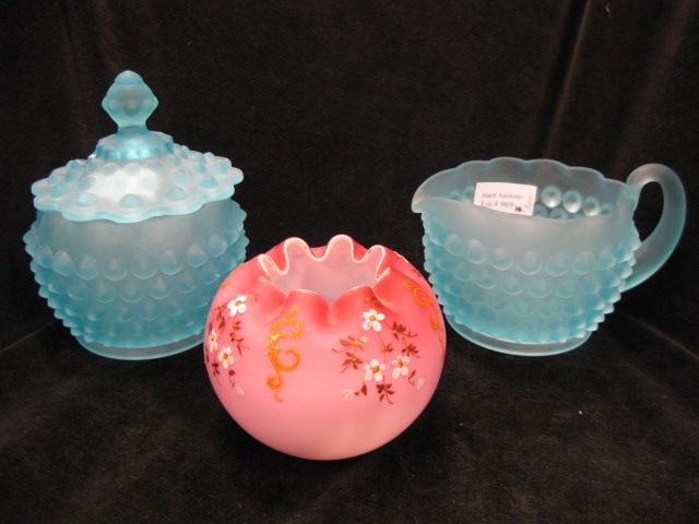 3 pcs. Glassware;Victorian enameled