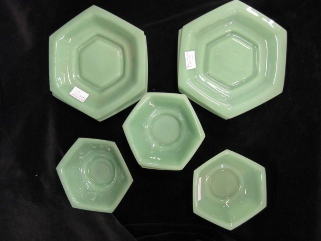 10 pcs. Green Art Glass;bowls &