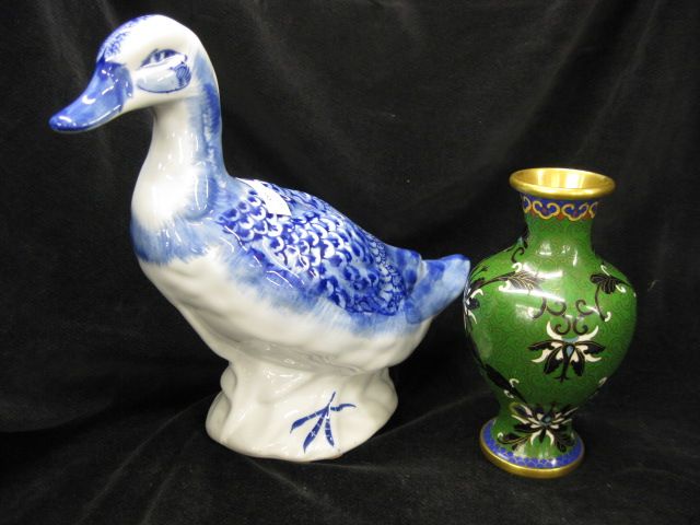 2 Oriental Items cloisonne vase 14a361