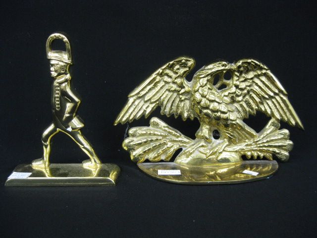 2 Figural Brass Doorstops eagle 14a365