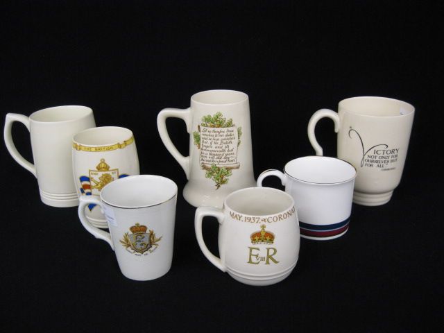 7 English Mugs;includes coronation