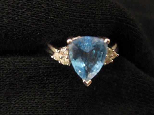 Blue Topaz Diamond Ring pear 14a378