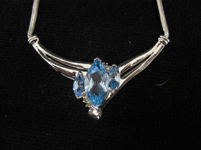 Blue Topaz Diamond Necklace trio 14a379