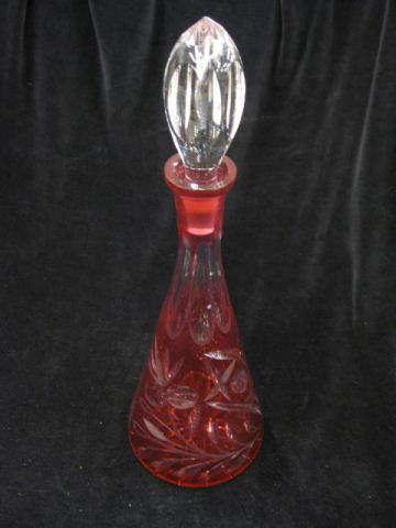 Cranberry Cut-to-Clear Decanter floral