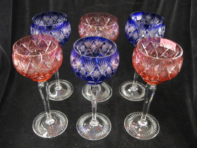 Set of 6 Cut-to-Clear Crystal Wine Goblets
